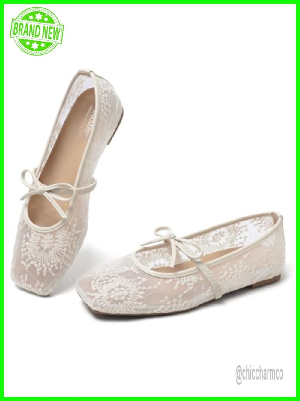 Square Toe Ballet Flats Women Mary Jane Lace Up Bow Dressy Work Shoes